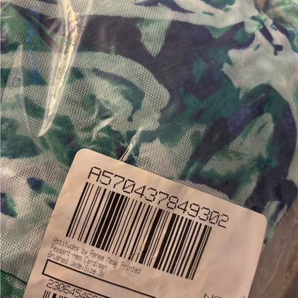 Attitudes by Renee Abstract Print Sheer Cardigan Sz 3X - Picture 7 of 7